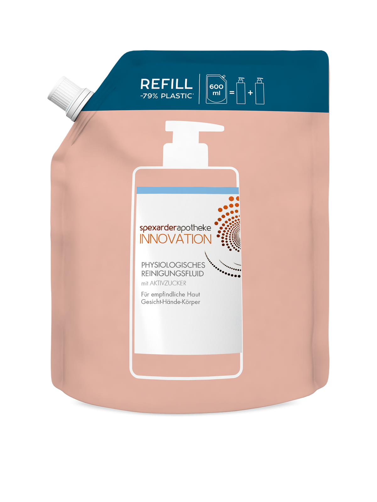 Physiologisches Reinigungsfluid mit Aktivzucker 600 ml (Nachfüllpackung -)